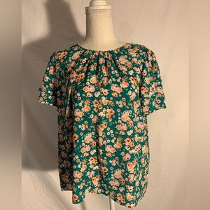 Pleione Green Floral Women's Top